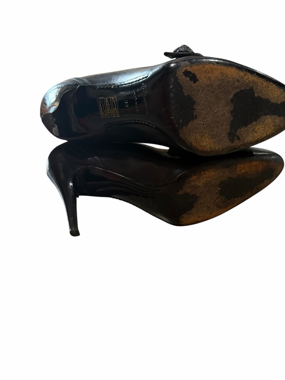 Burberry Mary Jane Pumps Size 39 Black Leather Embellished Designer Classic - Picture 8 of 11